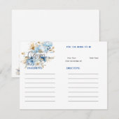 Blaues Brautparty Mitteilungskarte (Vorne/Hinten)