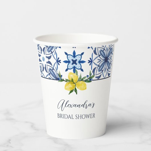 Blaues Brautparty Pappbecher (Rückseite)