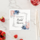 Blaues Brautparty Rosa geometrisch Serviette (Beispiel)