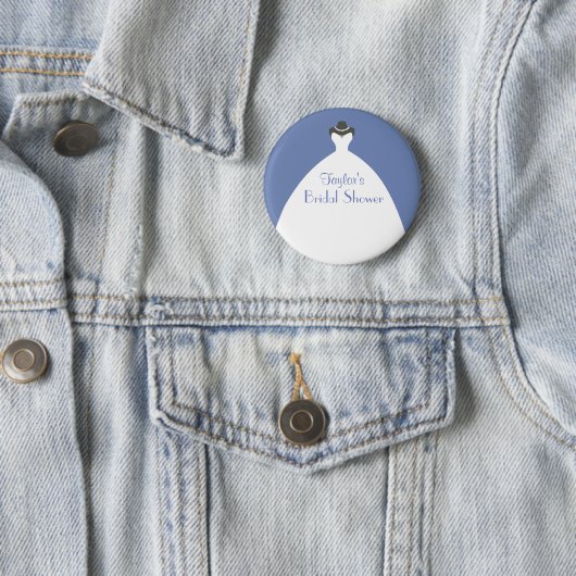 Blaues Brautparty Thema Weiße Hochzeitskleidung Button (Beispiel)