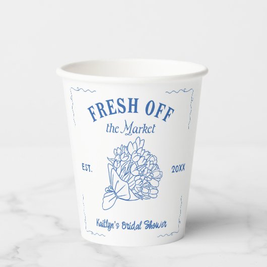 Blaues Brautparty vom Markt Pappbecher (Vorderseite)