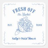 Blaues Brautparty vom Markt Quadratischer Aufkleber (Vorderseite)