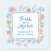 Blaues Brautparty vom Markt Quadratischer Aufkleber (Vorderseite)