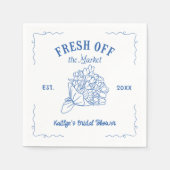 Blaues Brautparty vom Markt Serviette (Vorderseite)