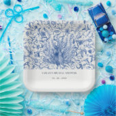 Blaues Brautparty Wasserfarben Pfauenflora Pappteller (Party)