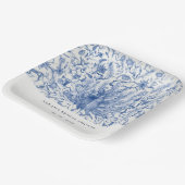 Blaues Brautparty Wasserfarben Pfauenflora Pappteller (Gewinkelt)