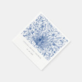 Blaues Brautparty Wasserfarben Pfauenflora Serviette (Ecke)