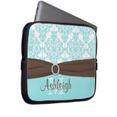 Blaues Brown-Damast mit IMITAT Band-Laptop-Hülse Laptopschutzhülle (Vorne Rechts)