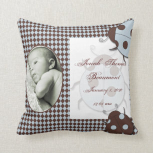 Blaues Brown-Marienkäfer-Baby-Andenken-Kissen Kissen