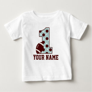 Blaues Brown-Punkt-1. Geburtstags-Fußball-Shirt Baby T-shirt