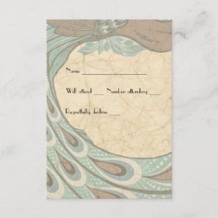 Blaues Brown verblaßte Vintages Pfau-uAwg RSVP Karte