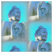 Blaues Buddha-Muster Stoff (Nahaufnahme)