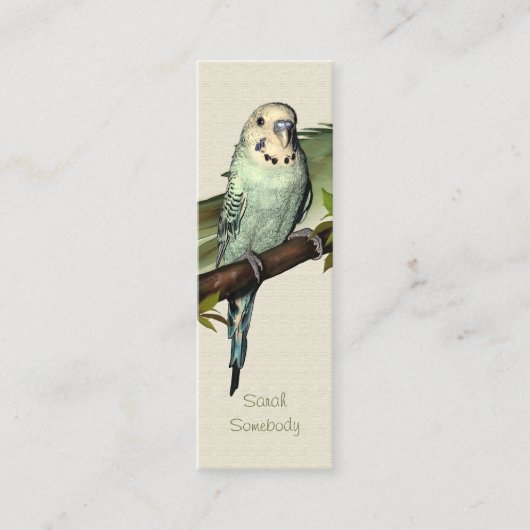 Blaues Budgie dünnes Lesezeichen Mini Visitenkarte (Vorderseite)