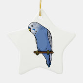 Blaues Budgie Keramikornament (Vorne)