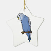 Blaues Budgie Keramikornament (Links)