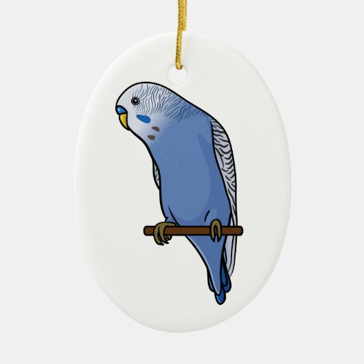 Blaues Budgie Keramikornament (Vorne)