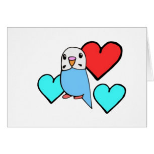 Blaues Budgie mit Herzen