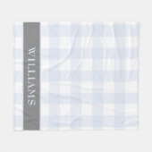 Blaues Büffel-Karo-Familien-Pastellmonogramm Fleecedecke (Vorderseite (Horizontal))