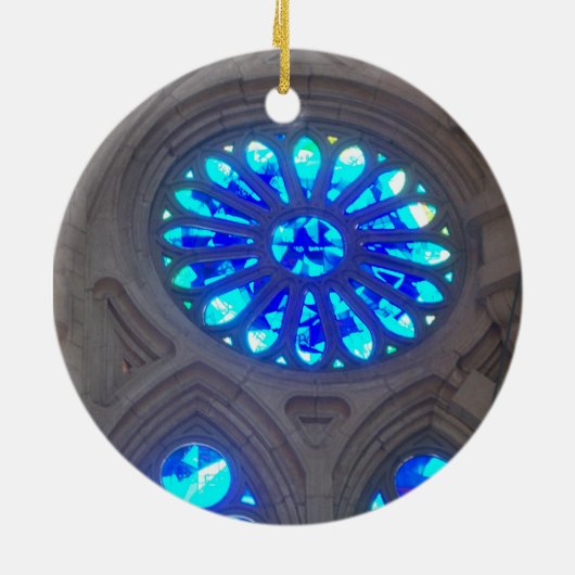 Blaues Buntglas Keramikornament (Hinten)