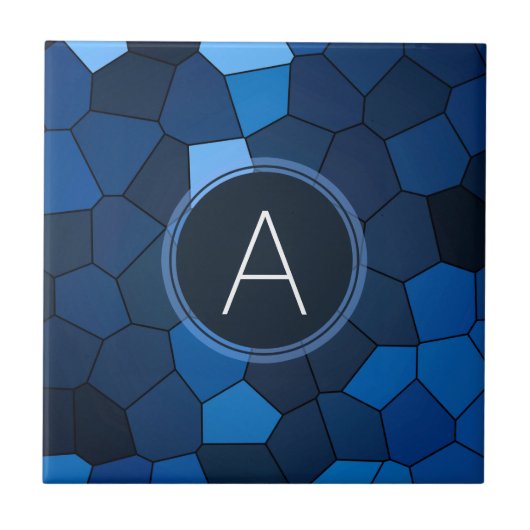 Blaues Buntglas-Mosaik Fliese (Vorderseite)