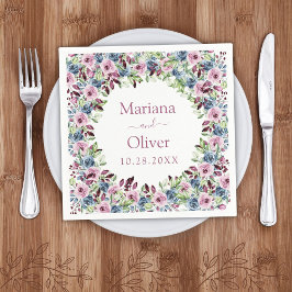 Blaues Burgund Wein Blumenzwiebeln Serviette