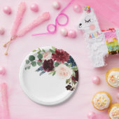 Blaues Burgundy Blush Pink Botanische Hochzeit Pappteller (Party)