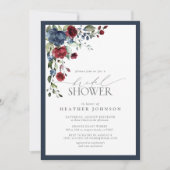 Blaues Burgundy-Brautparty Einladung (Vorderseite)