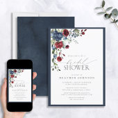 Blaues Burgundy-Brautparty Einladung