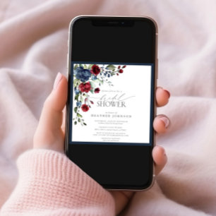 Blaues Burgundy-Brautparty Einladung