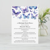 Blaues Butterfly-Brautparty Einladung (Stehend Vorderseite)