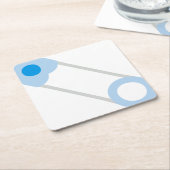 Blaues Button Rechteckiger Pappuntersetzer (angewinkelt)
