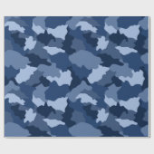 Blaues Camouflage-Muster Geschenkpapier (Flach)