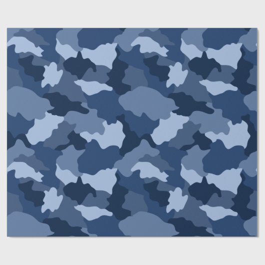 Blaues Camouflage-Muster Geschenkpapier (Flach)