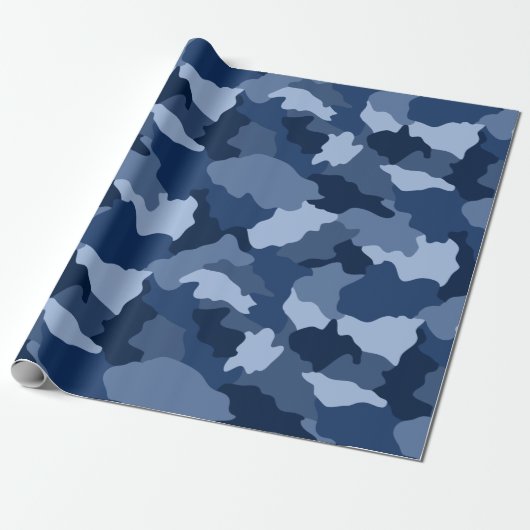Blaues Camouflage-Muster Geschenkpapier (Ungerollt)