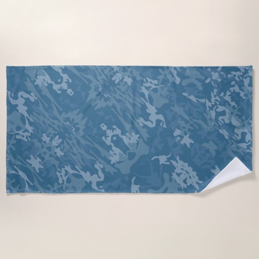 Blaues Camouflage-Muster Strandtuch (Vorderseite)