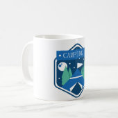 Blaues Camping Abzeichen Kaffeetasse (Vorderseite Links)