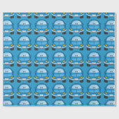 Blaues Cartoon Geschenkpapier (Flach)