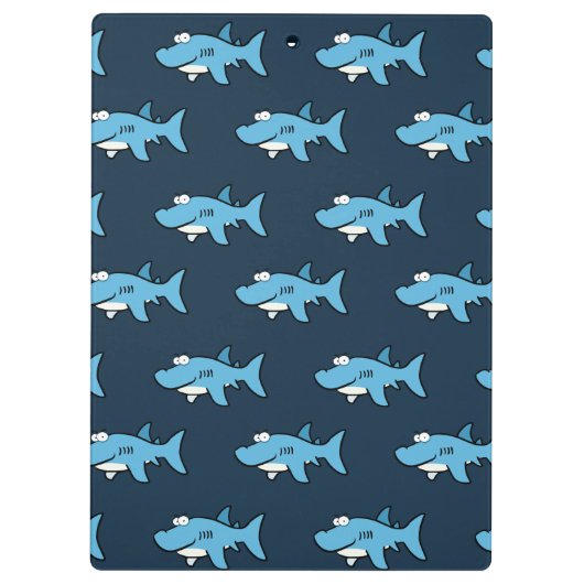 Blaues Cartoon-Haimuster Klemmbrett (Rückseite)