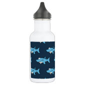 Blaues Cartoon-Haimuster Trinkflasche (Links)