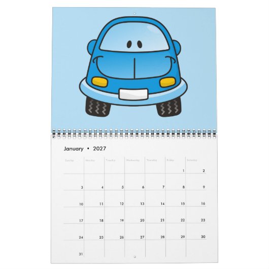 Blaues Cartoon Kalender (Jan 2027)