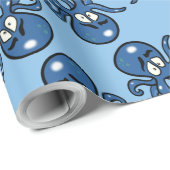 Blaues Cartoon Octopus Wrapping Paper Geschenkpapier (Rolleneckpunkt)