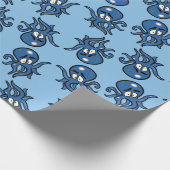 Blaues Cartoon Octopus Wrapping Paper Geschenkpapier (Ecke)