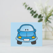 Blaues Cartoon Postkarte (Stehend Vorderseite)