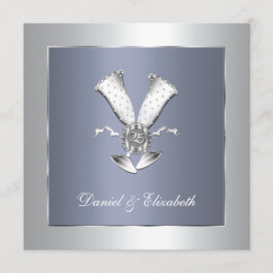Blaues Champagnerglas 25. Hochzeitstag Einladung