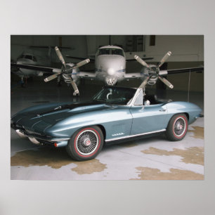 Blaues Chevrolet Corvette Plakat