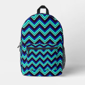 Blaues Chevron-Zickzack-Muster Bedruckter Rucksack (Vorderseite)