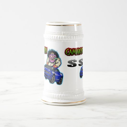 Blaues Chevy Camaro SS Stein - Weiß/Gold Bierglas (Mittel)