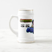 Blaues Chevy Camaro SS Stein - Weiß/Gold Bierglas (Links)