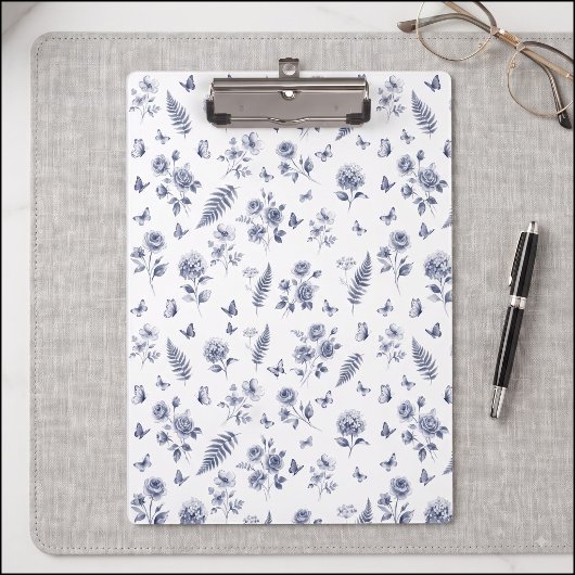 Blaues Chineseries-Muster Französische Toile de Jo Klemmbrett