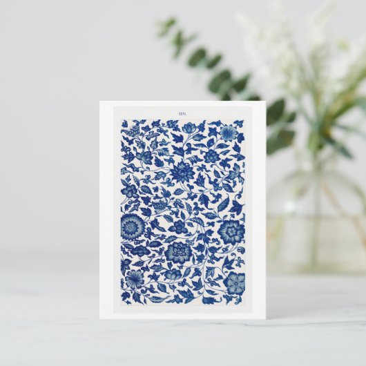 Blaues chinesisches Blume-Muster aus Owen Jones Bo Postkarte (Stehend Vorderseite)